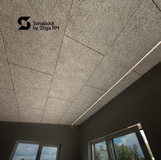 Sonablock acoustic ceiling with decorative LED strip, reference project