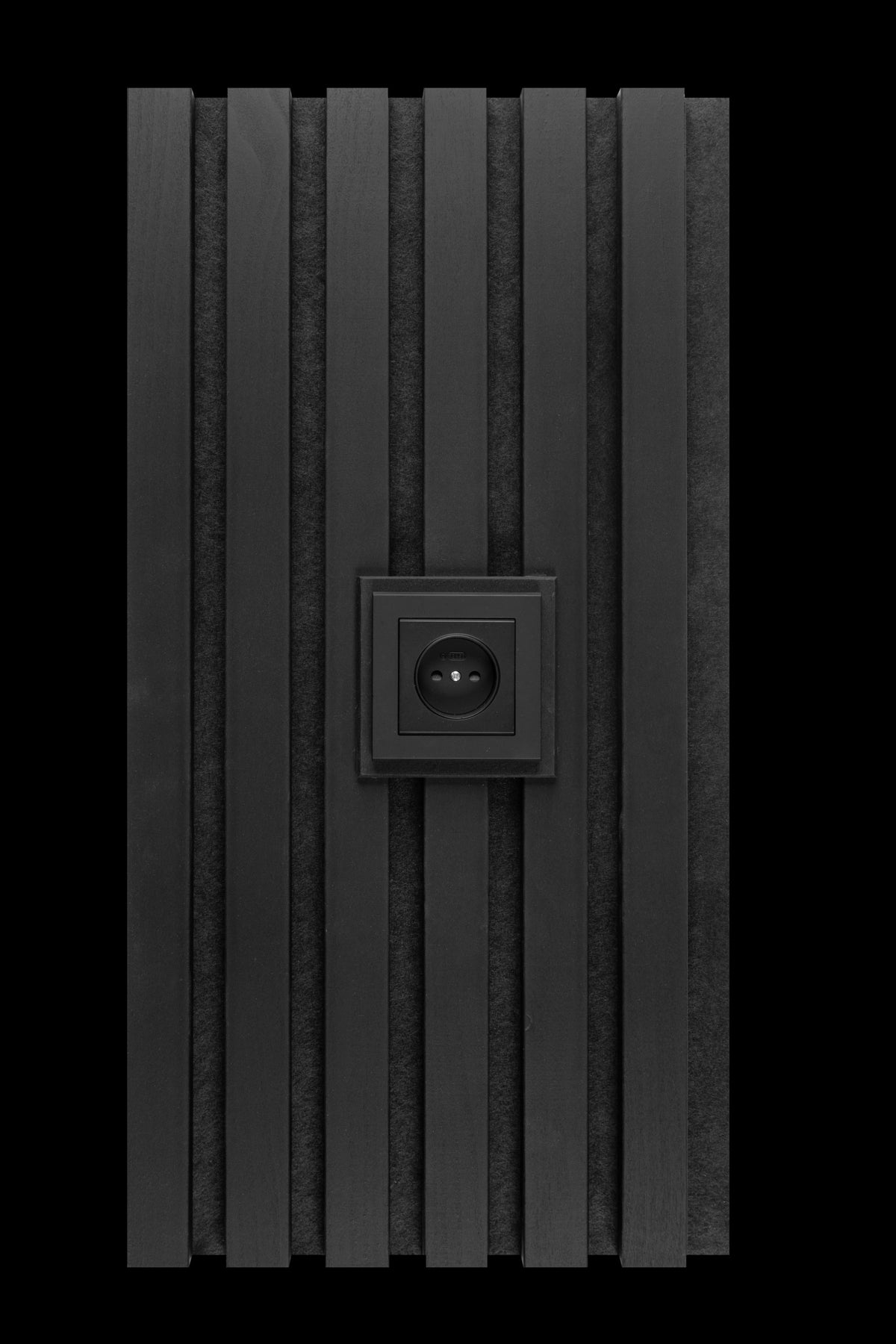 Anthracite panel section with a black socket set in an anthracite plate on black felt
