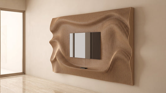 WavySlats Parametric TV Wall ELY parametric slat wall