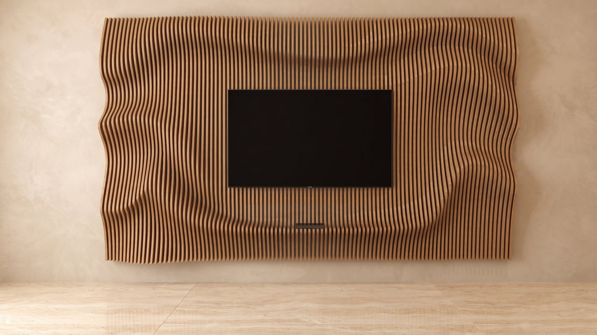 WavySlats Parametric TV Wall ELY parametric slat wall