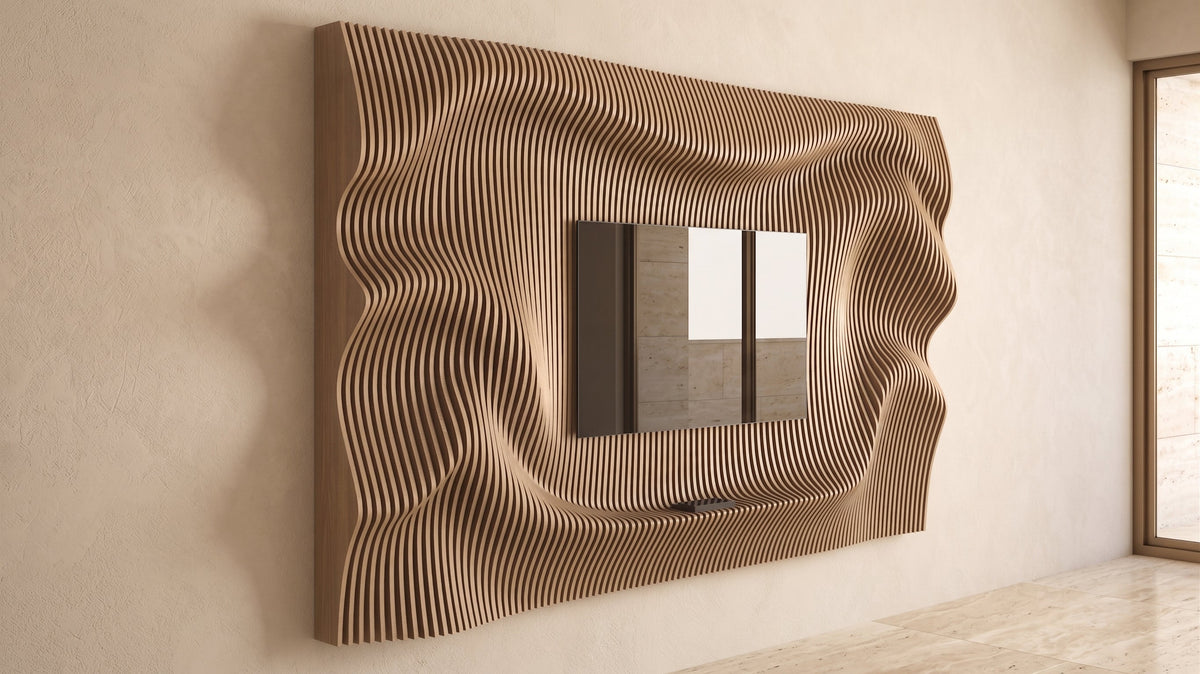 WavySlats Parametric TV Wall ELY parametric slat wall