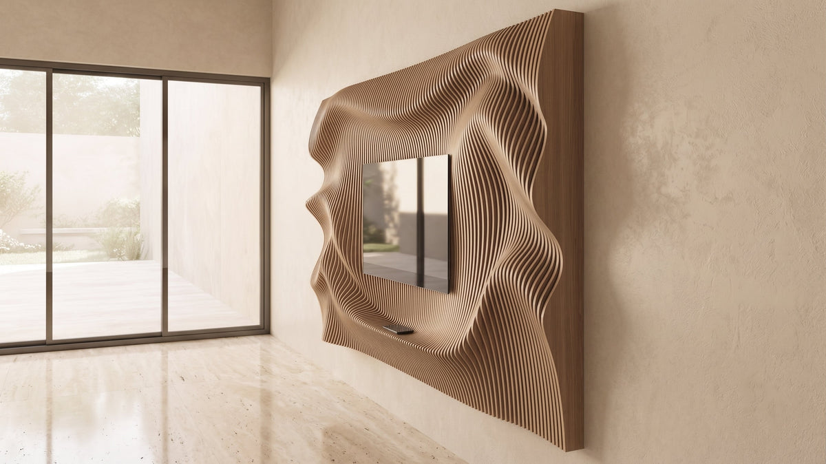 WavySlats Parametric TV Wall ELY parametric slat wall
