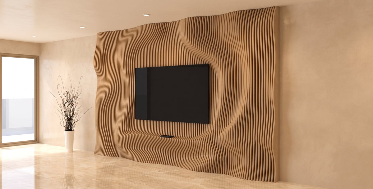 WavySlats Parametric TV Wall SOL parametric slat wall