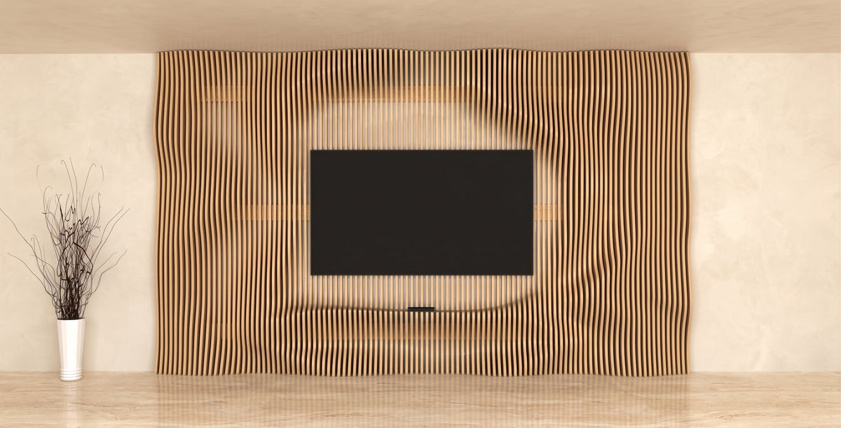 WavySlats Parametric TV Wall SOL parametric slat wall