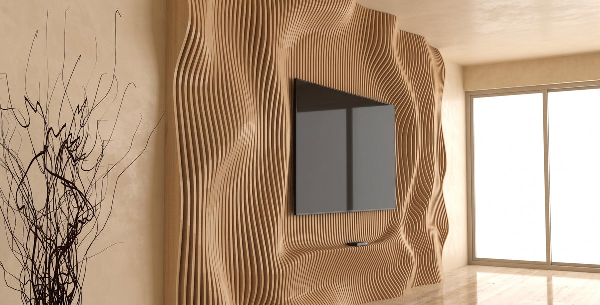 WavySlats Parametric TV Wall SOL parametric slat wall