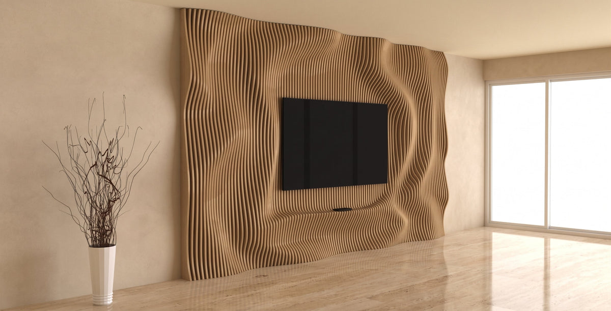 WavySlats Parametric TV Wall SOL parametric slat wall