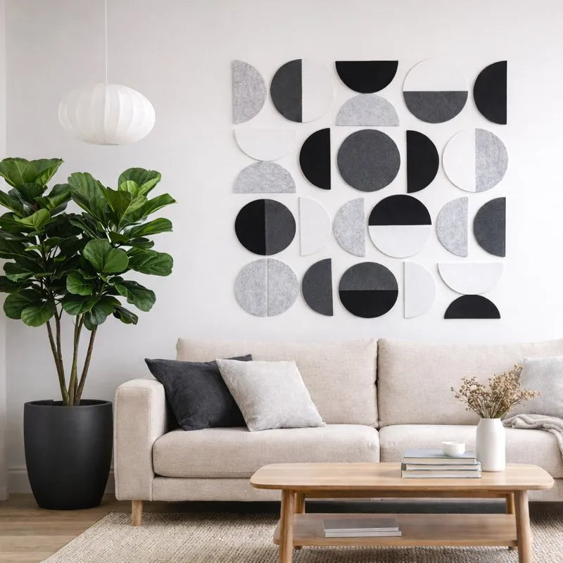 Self-adhesive Acoustic Felt Tiles Mosaic Black & White 9mm by In-Acoustic