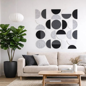 Mosaic black and white self adhesive PET felt acoustic tiles, sound absorbing, 9 mm