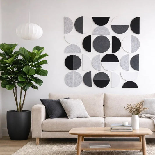 Pašlīmējošās akustiskās filca flīzes Mosaic Melnas & Baltas 9mm no In-Acoustic
