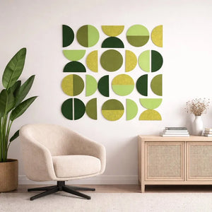 Mosaic Bright Green self adhesive PET felt acoustic tiles, sound absorbing, 9 mm thick
