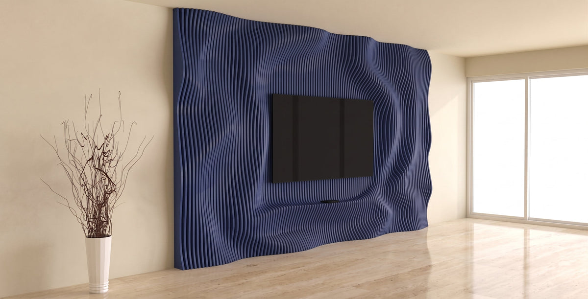 WavySlats Parametric TV Wall SOL in blue