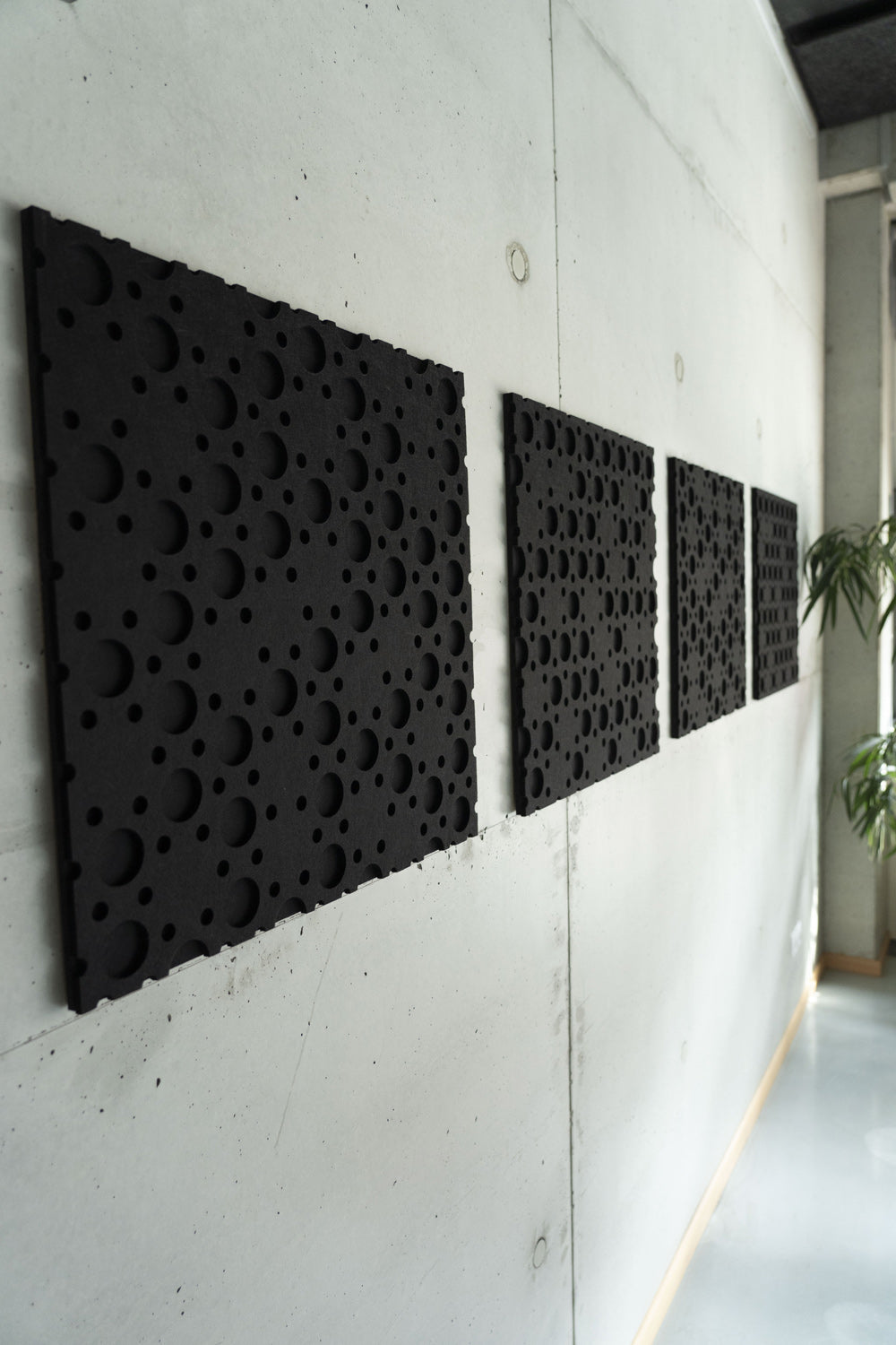 Self-adhesive Acoustic Felt Panel Circles Dark Gray 9mm