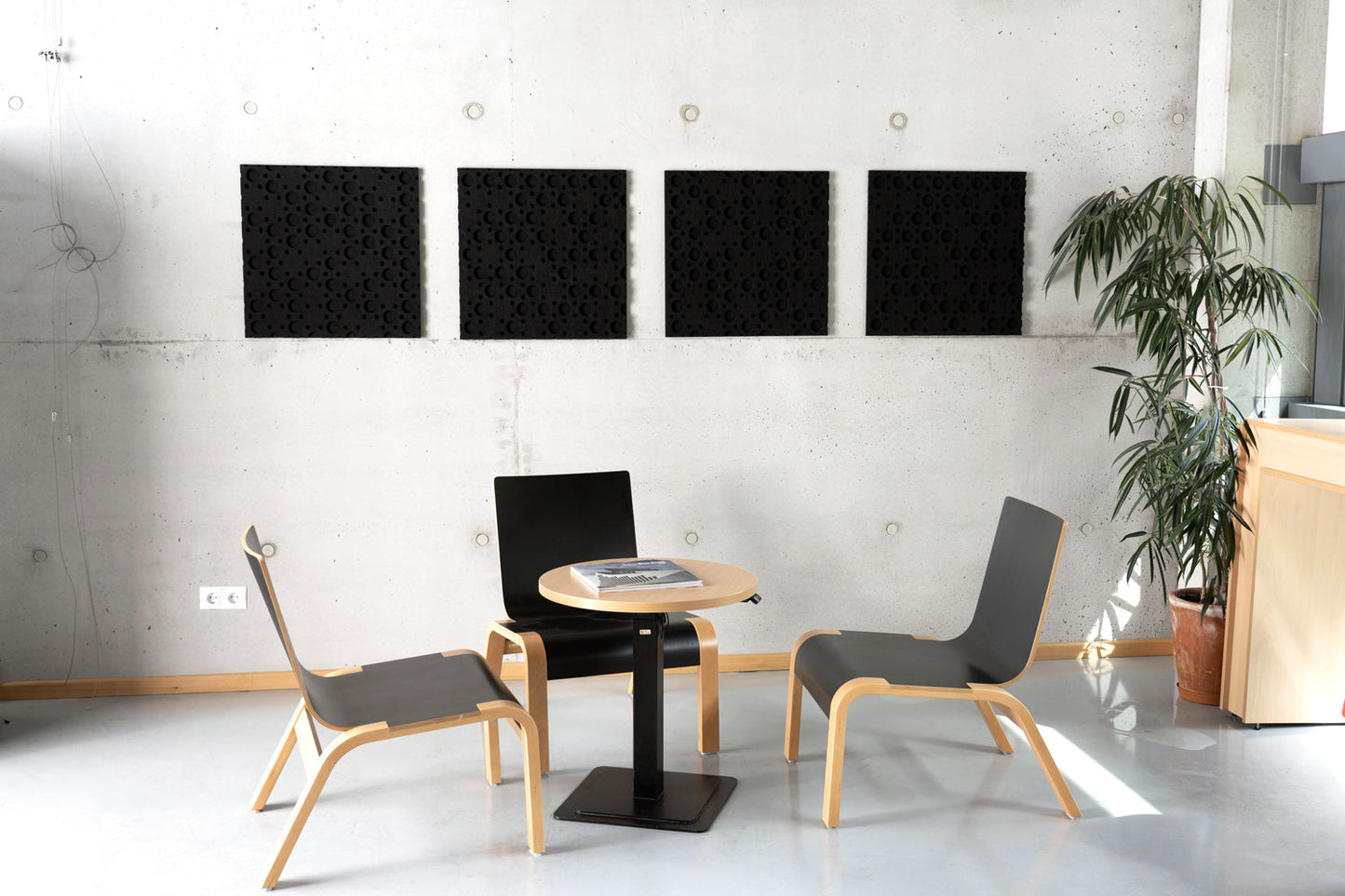 Self-adhesive Acoustic Felt Panel Circles Black 9mm