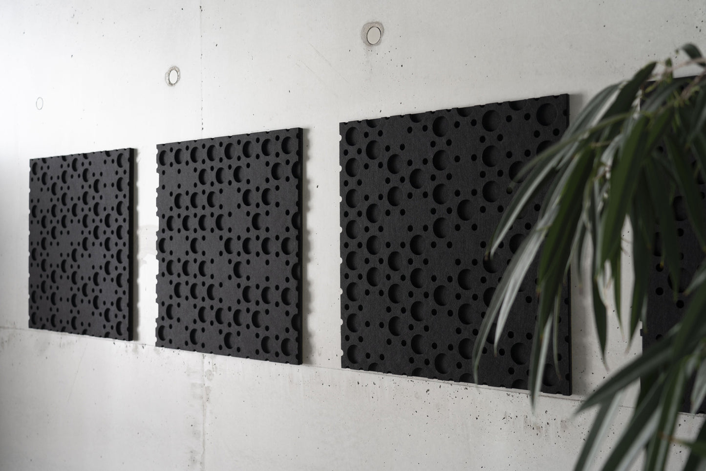 Self-adhesive Acoustic Felt Panel Circles Black 18mm