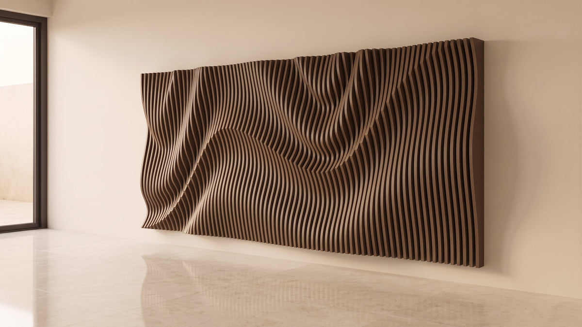 WavySlats Parametric Wall VEY in dark brown