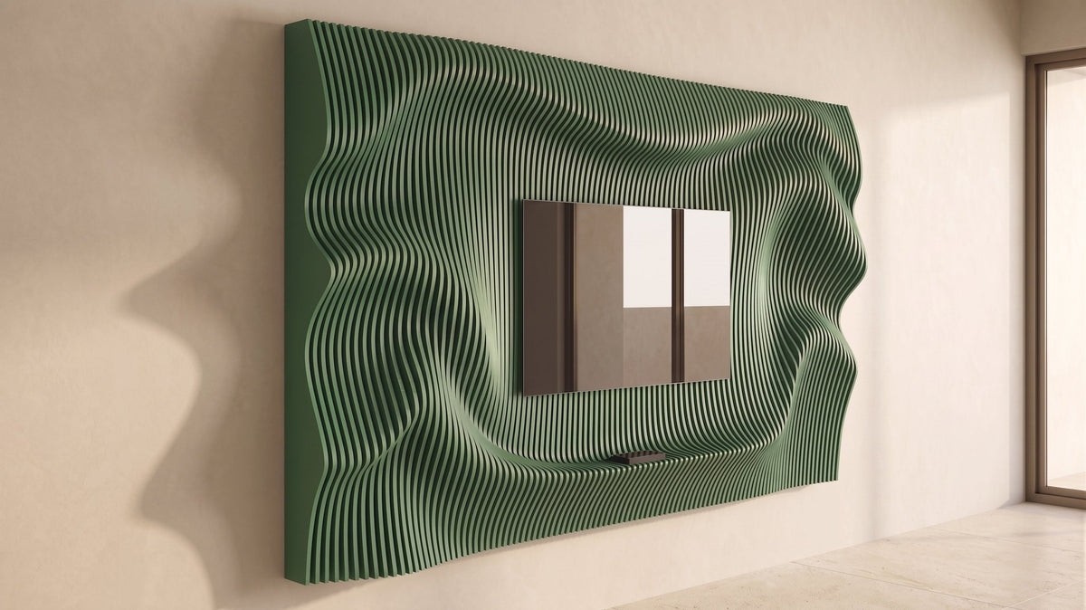 WavySlats Parametric TV Wall ELY in green