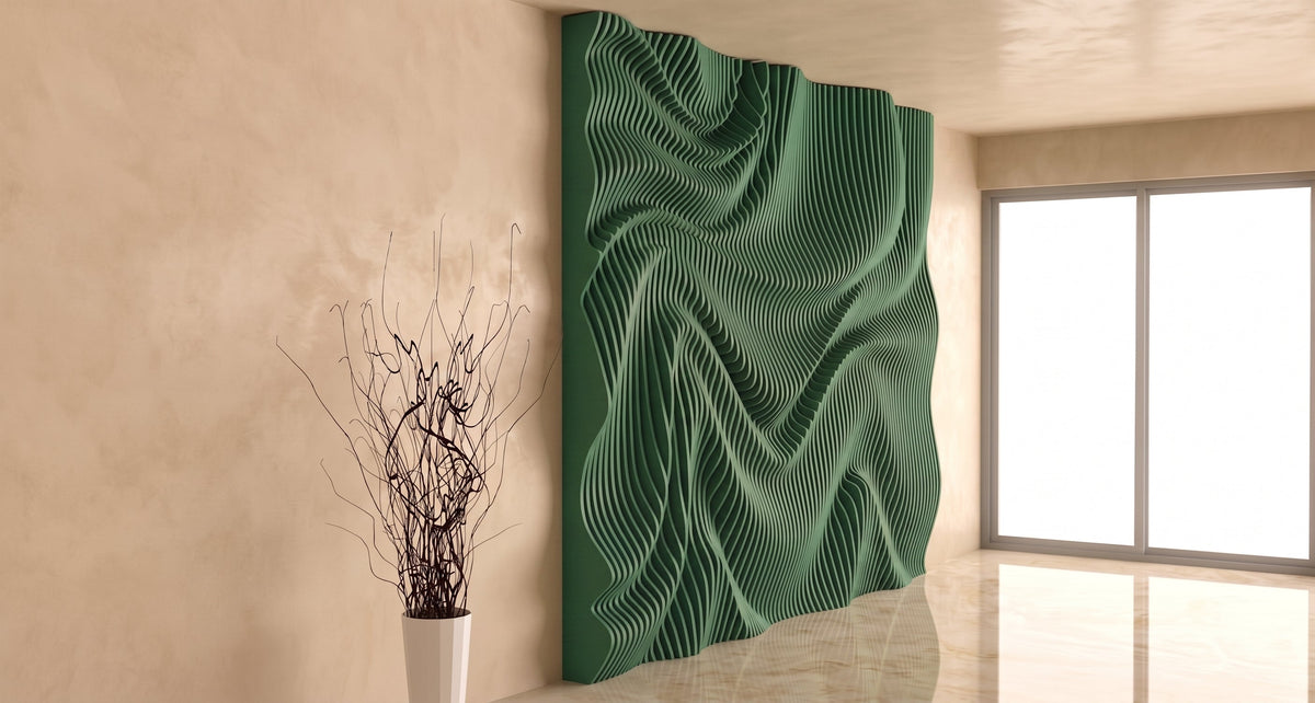WavySlats Parametric Wall LUM in green