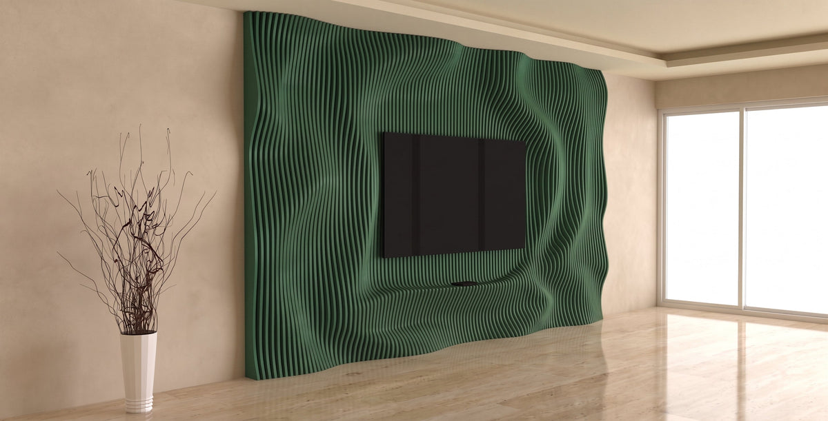 WavySlats Parametric TV Wall SOL in green