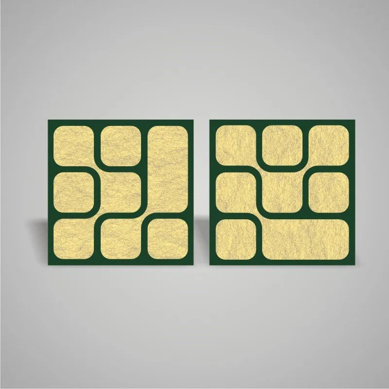 Self-adhesive Acoustic Felt Panel Geometric 18mm / Free Shipping-PET Felt Acoustic Panels-WallpanelsPRO-Marble Yellow & Dark Green-Wall Panels Pro
