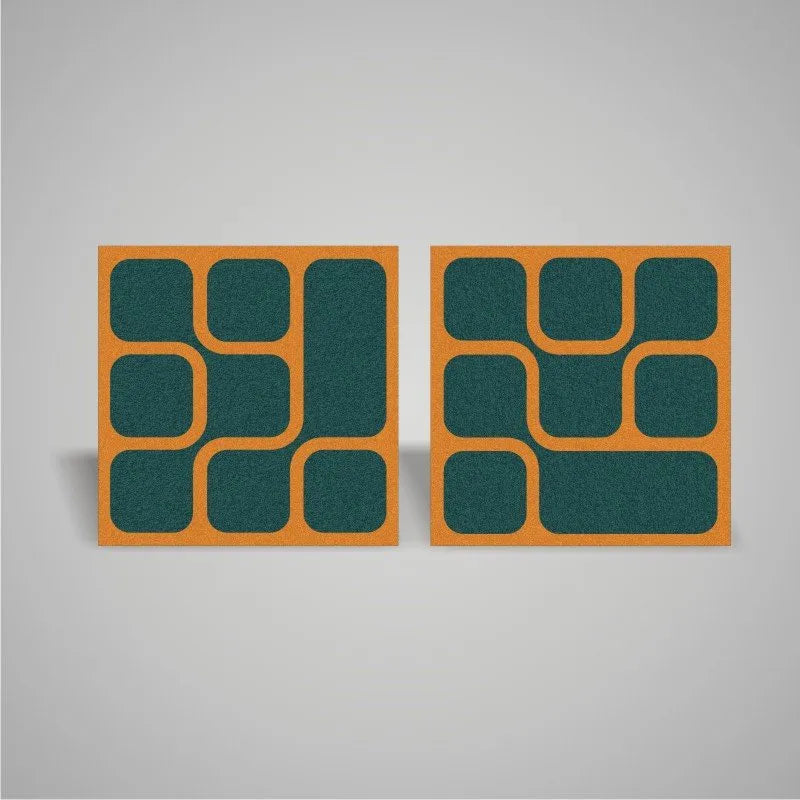 Self-adhesive Acoustic Felt Panel Geometric 18mm / Free Shipping-PET Felt Acoustic Panels-WallpanelsPRO-Cavern Clay & Dark Teal-Wall Panels Pro