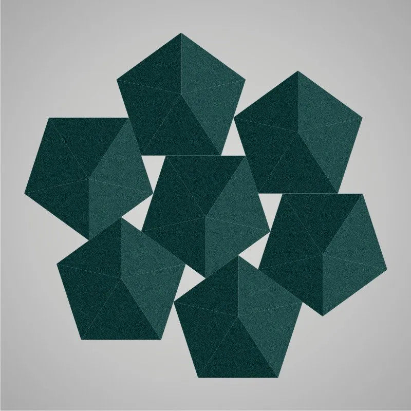 Self-adhesive Acoustic Felt Panel 3D Stars 140mm-Dark Teal-Wall Panels Pro