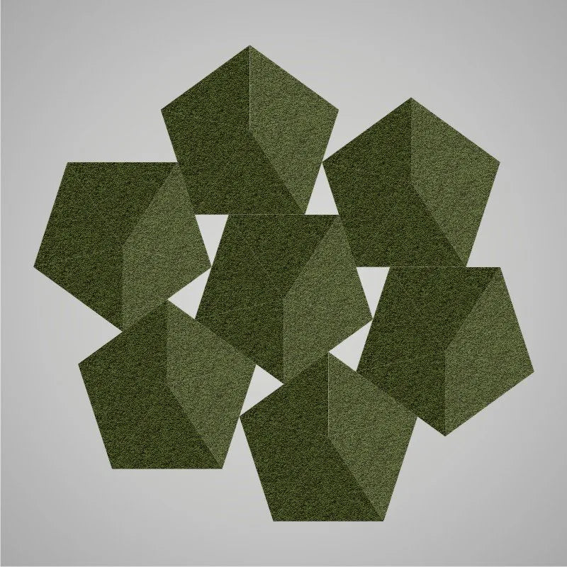 Self-adhesive Acoustic Felt Panel 3D Stars 140mm-Forest Green-Wall Panels Pro