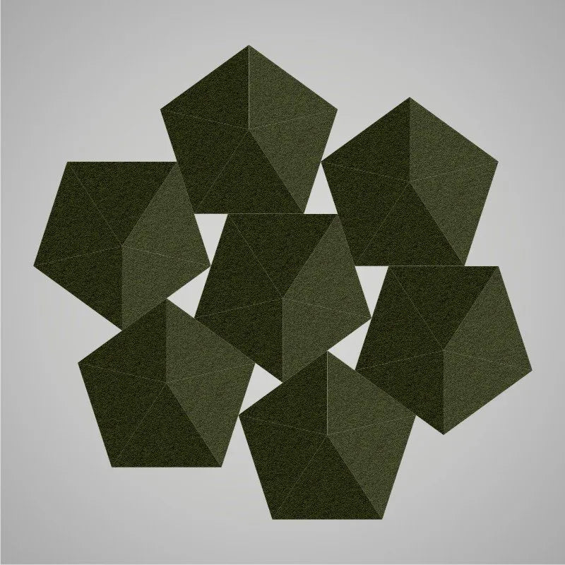 Self-adhesive Acoustic Felt Panel 3D Stars 140mm-Moss Green-Wall Panels Pro