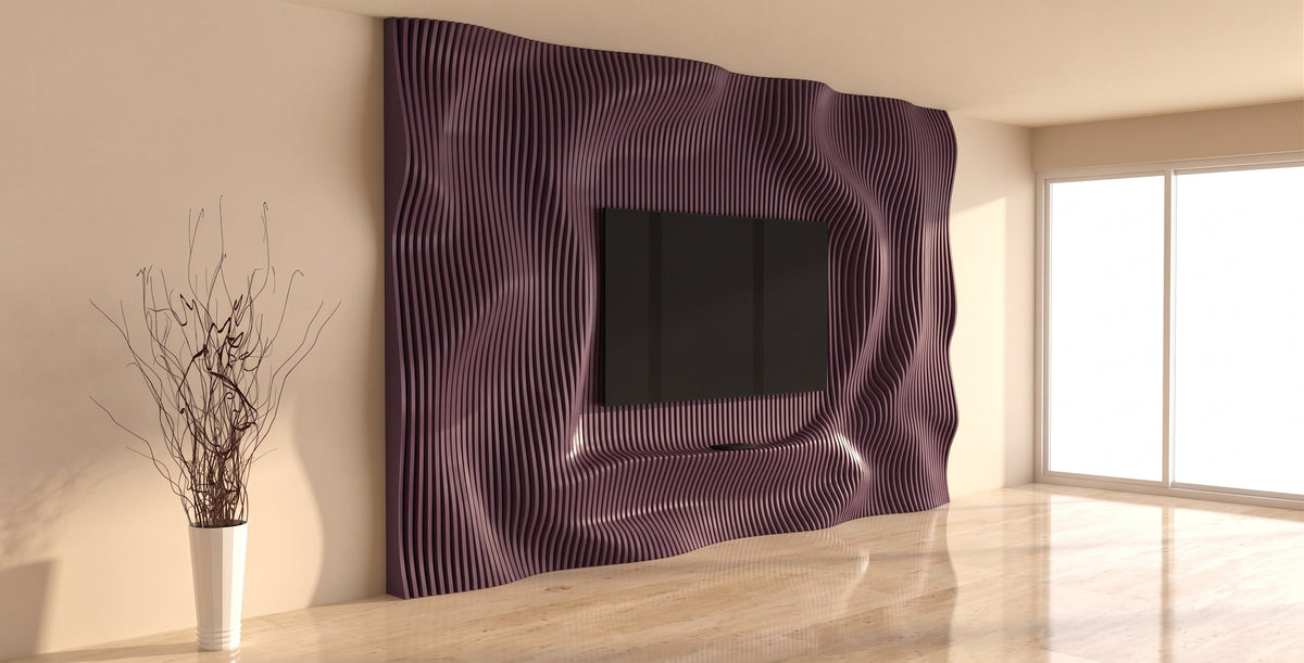 WavySlats Parametric TV Wall SOL in purple