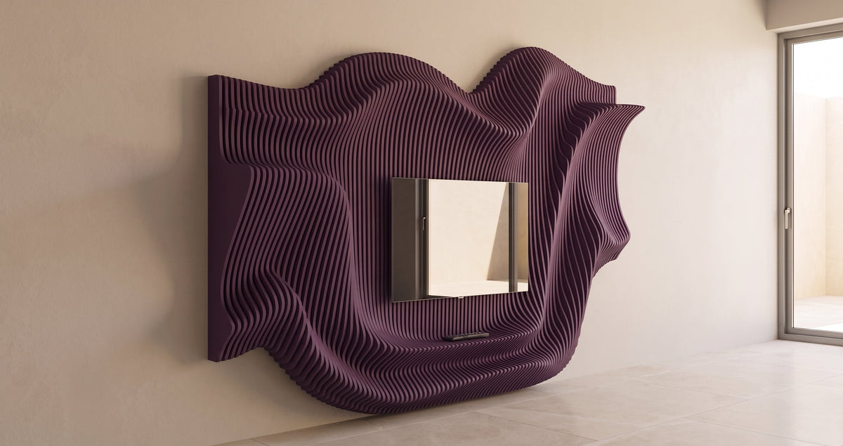 WavySlats Parametric TV Wall MOR in purple