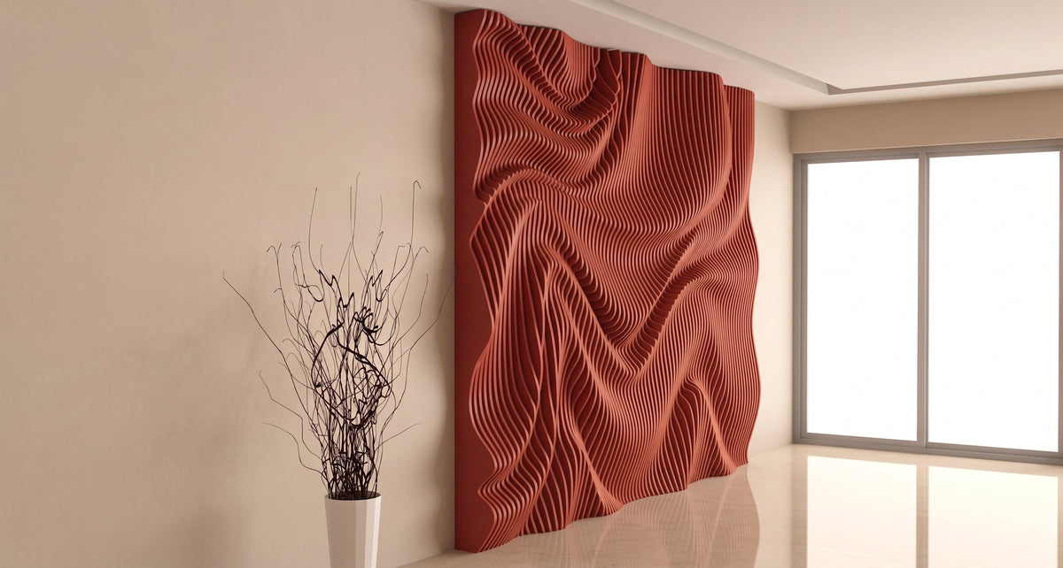 WavySlats Parametric Wall LUM in red