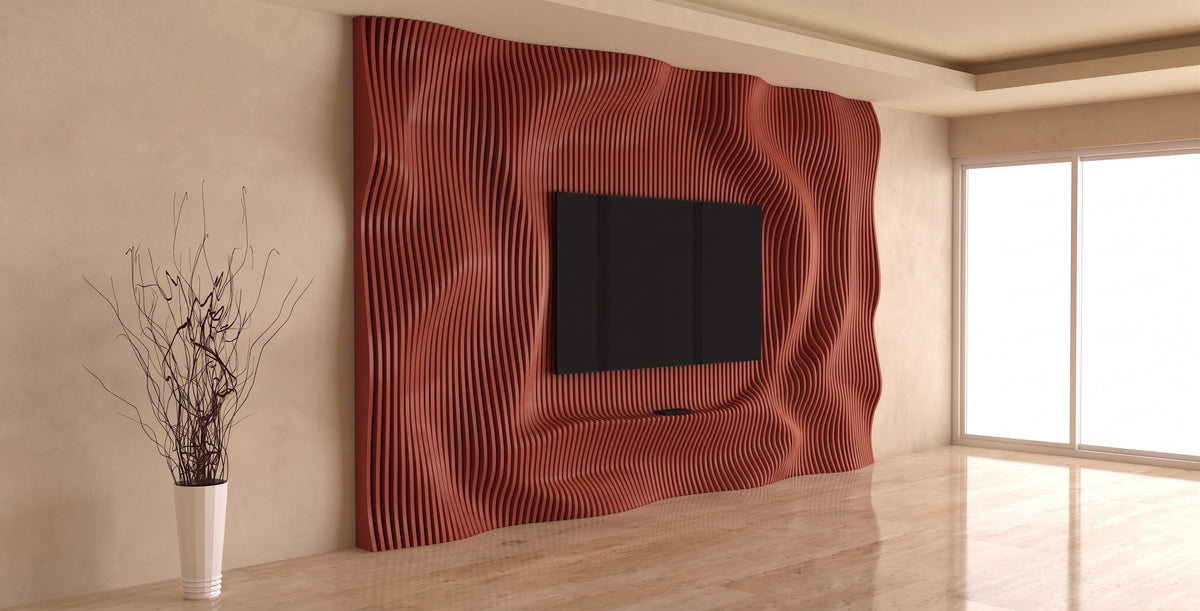 WavySlats Parametric TV Wall SOL in red