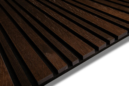 Smoked Oak on black felt Tremolo Wood Slat panel
