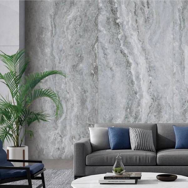 Travertine flexible ceramic installation