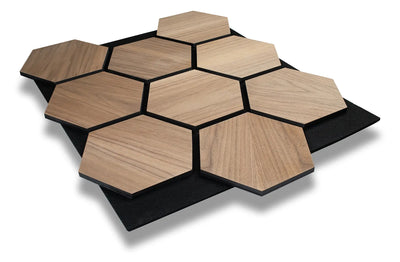 Hexa Walnut wooden acoustic panel