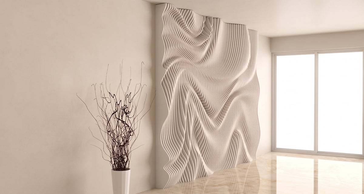WavySlats Parametric Wall LUM in white