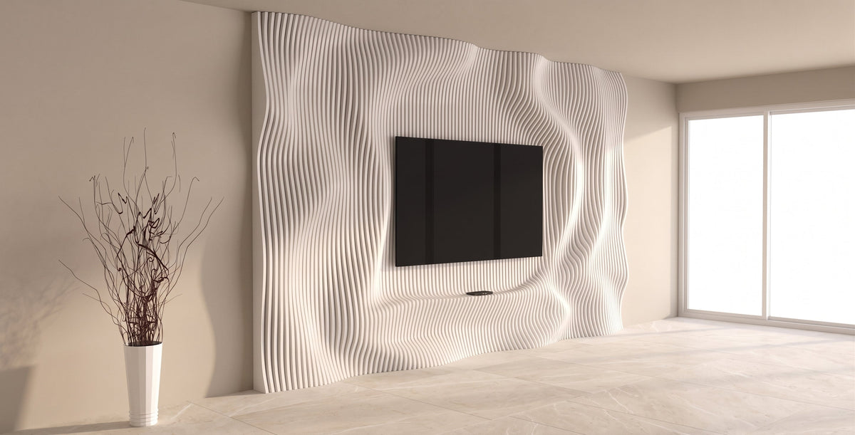 WavySlats Parametric TV Wall SOL in white