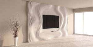 WavySlats Parametric TV Wall SOL in white