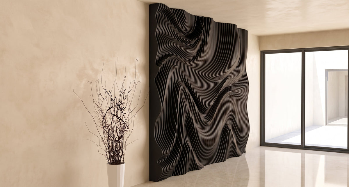 WavySlats Parametric Wall LUM in black