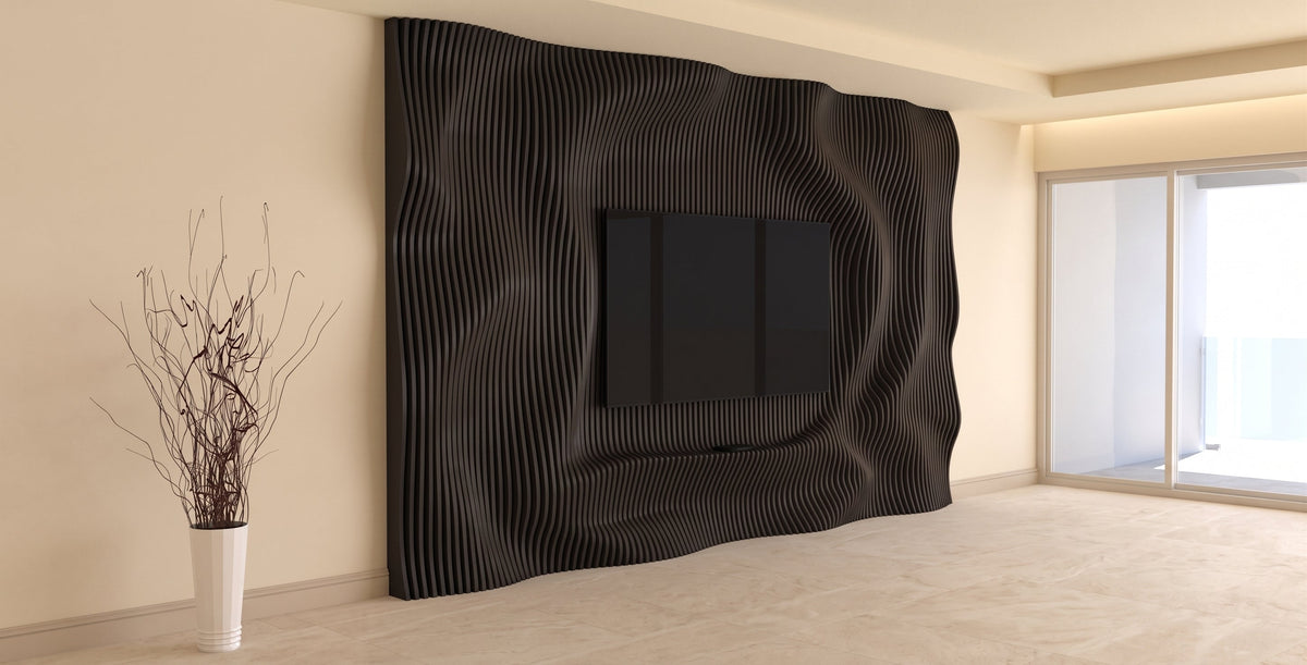 WavySlats Parametric TV Wall SOL in black