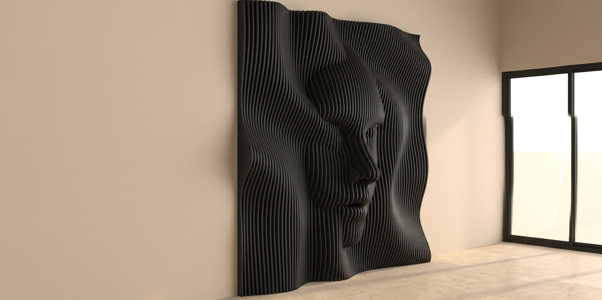 WavySlats Parametric Wall FACE in black