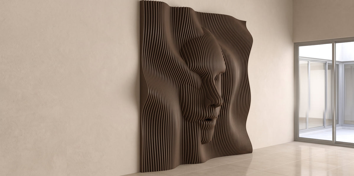 WavySlats Parametric Wall FACE in dark brown