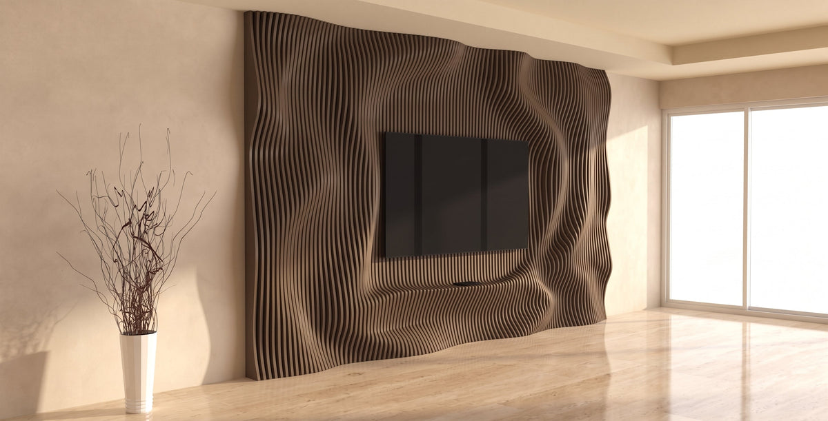 WavySlats Parametric TV Wall SOL in dark brown