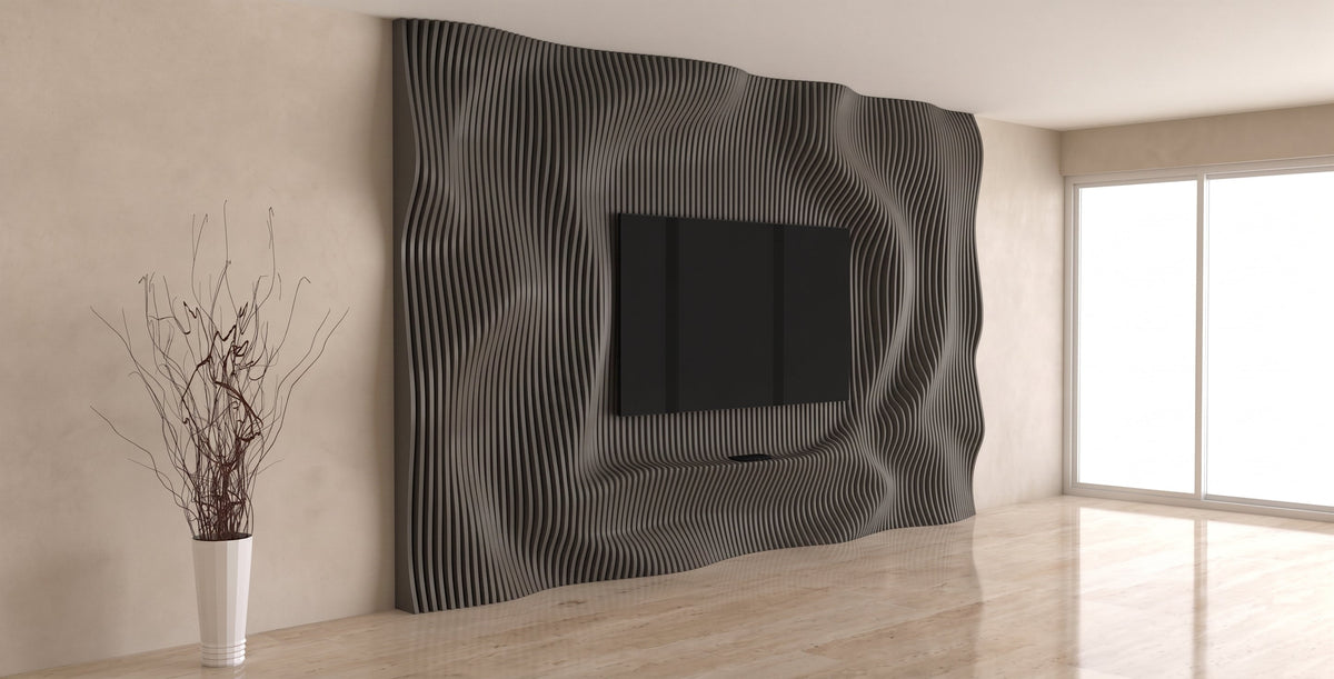 WavySlats Parametric TV Wall SOL in grey