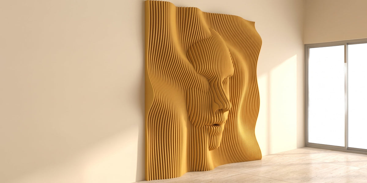 WavySlats Parametric Wall FACE in light brown