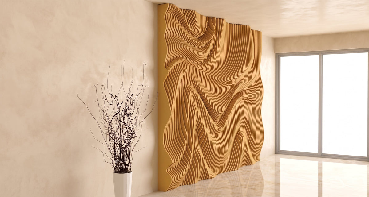 WavySlats Parametric Wall LUM in light brown