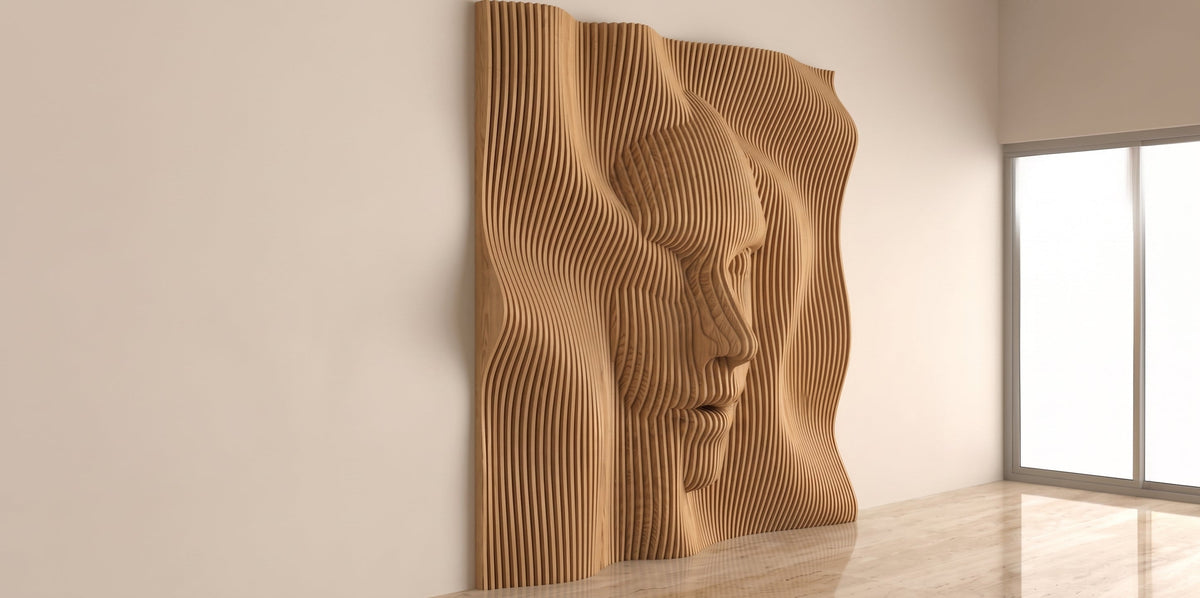 WavySlats Parametric Wall FACE in veneered oak