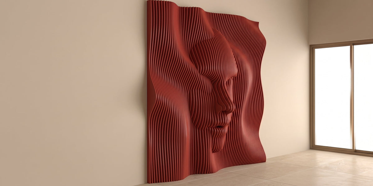 WavySlats Parametric Wall FACE in red