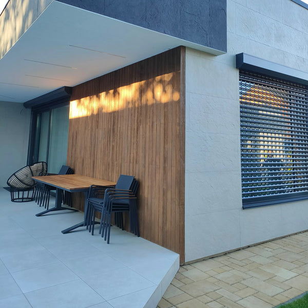 Wood and slate installation